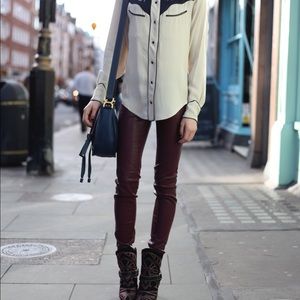 Habitual Alice Coated Skinny Jeans Maroon/Wine Red